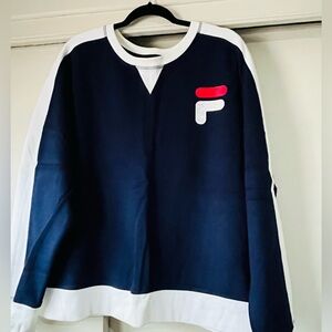 Fila Navy and White Crewneck with Red Detail